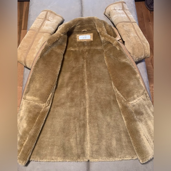 Jones New York Sport Womens Tan Genuine Suede Leather Faux Fur Lined Coat Large - Picture 6 of 11